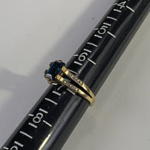 Load image into Gallery viewer, RESERVED LISTING Vintage London Blue Topaz and Diamond Engagement Ring. 9K Yellow Gold Setting. 4th Anniversary. - Scotch Street Vintage
