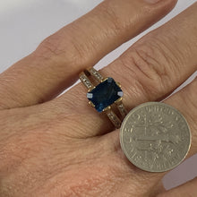 Load image into Gallery viewer, RESERVED LISTING Vintage London Blue Topaz and Diamond Engagement Ring. 9K Yellow Gold Setting. 4th Anniversary. - Scotch Street Vintage