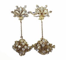 Load image into Gallery viewer, Rhinestone Drop Earrings by Hattie Carnegie. Stunning Clip-on Earrings with Lots of Sparkle. - Scotch Street Vintage