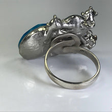 Load image into Gallery viewer, Upcycled Butterfly Ring. Blue Rhinestone Statement Ring. Costume Jewelry. Recycled Jewelry - Scotch Street Vintage