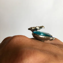 Load image into Gallery viewer, Upcycled Butterfly Ring. Blue Rhinestone Statement Ring. Costume Jewelry. Recycled Jewelry - Scotch Street Vintage