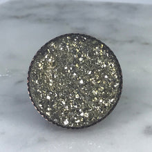Load image into Gallery viewer, Upcycled Druzy Statement Ring. Vintage Pyrite Ring. Drusie Quartz. Recycled Jewelry. - Scotch Street Vintage
