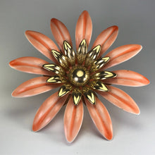 Load image into Gallery viewer, Upcycled Flower Statement Ring. Peach Gold Tone Flower. Vintage Recycled Jewelry. - Scotch Street Vintage