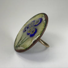 Load image into Gallery viewer, Upcycled Flower Statement Ring. Vintage Blue Painted Flowers. Recycled Ring. - Scotch Street Vintage