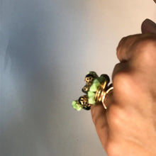 Load image into Gallery viewer, Upcycled Green Beaded Statement Ring. Recycled Estate Jewelry. - Scotch Street Vintage