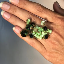 Load image into Gallery viewer, Upcycled Green Beaded Statement Ring. Recycled Estate Jewelry. - Scotch Street Vintage