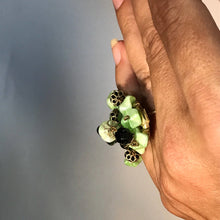 Load image into Gallery viewer, Upcycled Green Beaded Statement Ring. Recycled Estate Jewelry. - Scotch Street Vintage