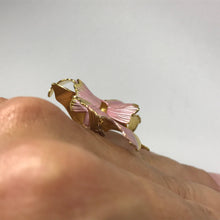 Load image into Gallery viewer, Upcycled Pink Flower Ring. Vintage Hibiscus Ring. Recycled Statement Ring. - Scotch Street Vintage