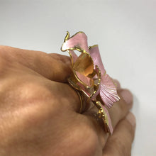 Load image into Gallery viewer, Upcycled Pink Flower Ring. Vintage Hibiscus Ring. Recycled Statement Ring. - Scotch Street Vintage