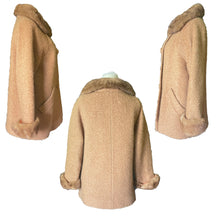 Load image into Gallery viewer, Vintage 1950s Brown Wool Coat with Fur Lined Collar and Cuffs by Lady Stanley. Warm Winter Jacket. - Scotch Street Vintage