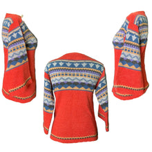 Load image into Gallery viewer, Vintage 1970s Southwestern Sweater by Western Fareast. Red Blue and Tan Aztec Design. Fall Fashion. - Scotch Street Vintage