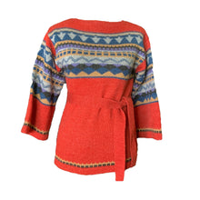 Load image into Gallery viewer, Vintage 1970s Southwestern Sweater by Western Fareast. Red Blue and Tan Aztec Design. Fall Fashion. - Scotch Street Vintage