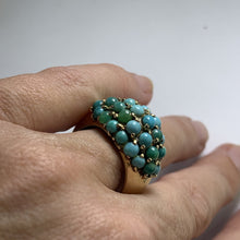 Load image into Gallery viewer, Vintage 1970s Turquoise Cluster Ring in 14k Yellow Gold. Bohemian Statement Ring. December Birthstone. - Scotch Street Vintage