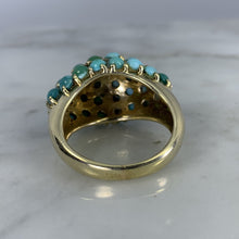 Load image into Gallery viewer, Vintage 1970s Turquoise Cluster Ring in 14k Yellow Gold. Bohemian Statement Ring. December Birthstone. - Scotch Street Vintage
