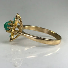 Load image into Gallery viewer, Vintage 1970s Turquoise Ring in a Yellow Gold Flower Setting. Blue and Green Turquoise. - Scotch Street Vintage