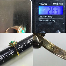 Load image into Gallery viewer, Vintage 1970s Turquoise Ring in a Yellow Gold Flower Setting. Blue and Green Turquoise. - Scotch Street Vintage