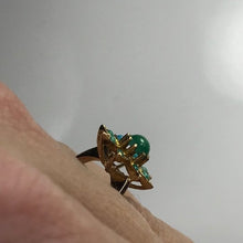Load image into Gallery viewer, Vintage 1970s Turquoise Ring in a Yellow Gold Flower Setting. Blue and Green Turquoise. - Scotch Street Vintage