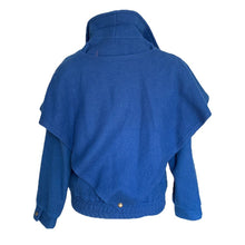 Load image into Gallery viewer, Vintage 1980s Blue Wool Bomber Jacket with Removable Capelet. Warm 2 in 1 Winter Coat. - Scotch Street Vintage