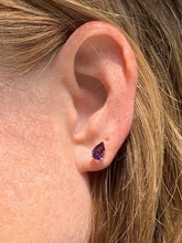 Load image into Gallery viewer, Vintage Amethyst Earrings set in 14K Gold. February Birthstone. 6th Anniversary. Wedding Jewelry. - Scotch Street Vintage