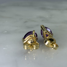 Load image into Gallery viewer, Vintage Amethyst Earrings set in 14K Gold. February Birthstone. 6th Anniversary. Wedding Jewelry. - Scotch Street Vintage