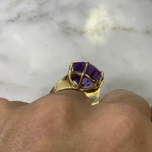 Load image into Gallery viewer, Vintage Amethyst Ring in a 10K Yellow Gold Solitaire Setting. February Birthstone. 6th Anniversary. - Scotch Street Vintage