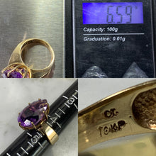 Load image into Gallery viewer, Vintage Amethyst Ring in a 10K Yellow Gold Solitaire Setting. February Birthstone. 6th Anniversary. - Scotch Street Vintage