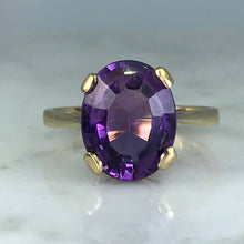 Load image into Gallery viewer, Vintage Amethyst Ring in Yellow Gold. Unique Engagement Ring. February Birthstone. 6th Anniversary. - Scotch Street Vintage