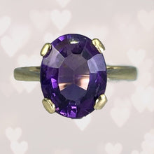 Load image into Gallery viewer, Vintage Amethyst Ring in Yellow Gold. Unique Engagement Ring. February Birthstone. 6th Anniversary. - Scotch Street Vintage