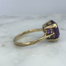 Load image into Gallery viewer, Vintage Amethyst Ring in Yellow Gold. Unique Engagement Ring. February Birthstone. 6th Anniversary. - Scotch Street Vintage