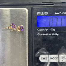 Load image into Gallery viewer, Vintage Amethyst Square Earrings set in 14K Gold. February Birthstone. 1970s Sustainable Estate Jewelry. - Scotch Street Vintage