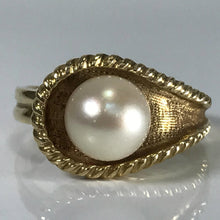 Load image into Gallery viewer, Vintage Asymmetrical Pearl Ring. 14k Yellow Gold. June Birthstone. 4th Anniversary Gift. - Scotch Street Vintage