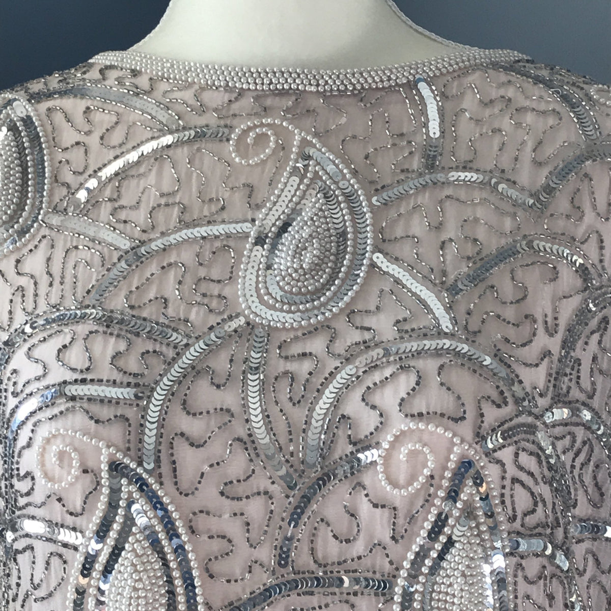 50s deadstock beaded embellished sweater / vintage blush pink beaded  sequins, Recap Vintage Studio