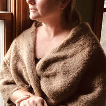 Load image into Gallery viewer, Vintage Beige Mohair Shrug with a Lucite Button Closure. Wedding Boleros. Bridal Jacket. - Scotch Street Vintage