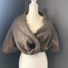 Load image into Gallery viewer, Vintage Beige Mohair Shrug with a Lucite Button Closure. Wedding Boleros. Bridal Jacket. - Scotch Street Vintage
