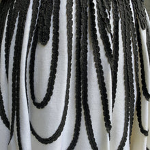 Load image into Gallery viewer, Vintage Black and White Cocktail Dress by Miss Elliette. Gorgeous Ribbon Detail. - Scotch Street Vintage