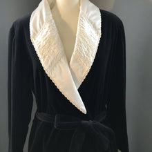 Load image into Gallery viewer, Vintage Black Velvet Coat with Cream Silk Lining by Christian Dior. Upcycled Vintage Clothing. - Scotch Street Vintage