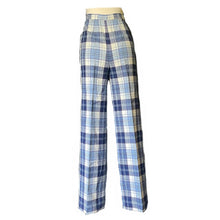 Load image into Gallery viewer, Vintage Blue and Red Plaid Pants by Pendleton. Wool Slacks with Wide Legs. 1950s Preppy Chic Fashion. - Scotch Street Vintage