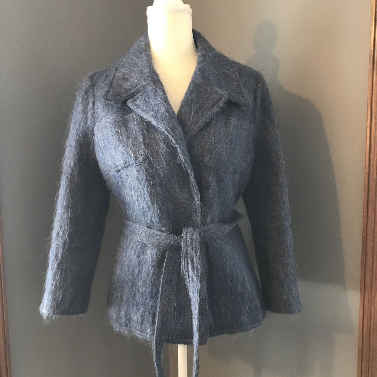 Vintage Blue Mohair Pea Coat by The Scotch House. Warm Winter