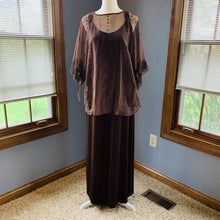 Load image into Gallery viewer, Vintage Bohemian Brown Maxi Dress and Sheer Top by Three Flaggs with Delicate Embroidery. - Scotch Street Vintage
