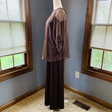 Load image into Gallery viewer, Vintage Bohemian Brown Maxi Dress and Sheer Top by Three Flaggs with Delicate Embroidery. - Scotch Street Vintage