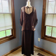 Load image into Gallery viewer, Vintage Bohemian Brown Maxi Dress and Sheer Top by Three Flaggs with Delicate Embroidery. - Scotch Street Vintage