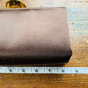 Vintage Brown Satin Clutch with Gold Tone Accents by Evans. 1940s Hollywood Glamour. - Scotch Street Vintage
