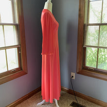 Load image into Gallery viewer, Vintage Coral Maxi Dress by Edith Flagg with Elegant Full Mini Pleat Arms. - Scotch Street Vintage