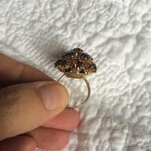 Load image into Gallery viewer, Vintage Costume Ring in Gold Tone Metal with a Cluster of Orange Rhinestones in a Ball Shape. Statement Ring. Fun Jewelry. Costume Jewelry. - Scotch Street Vintage