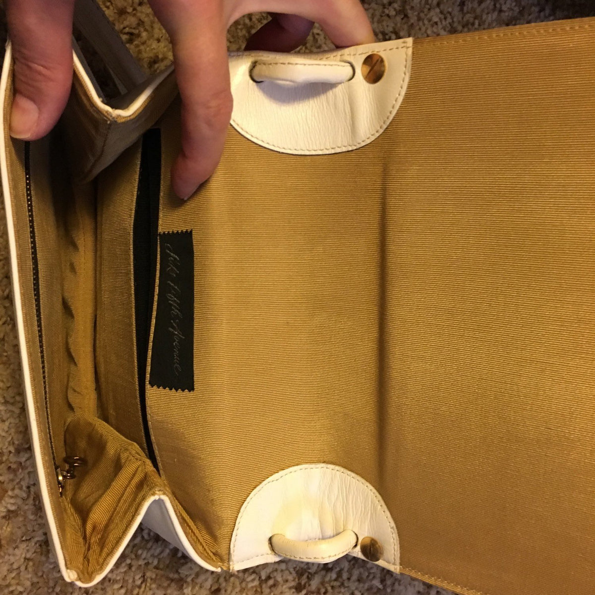 Vintage Cream Leather Off White Saks Fifth Avenue Vint