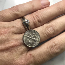 Load image into Gallery viewer, Vintage Diamond Bridal Set. Diamond Engagement Ring. Wedding Band. 14K White Gold. - Scotch Street Vintage