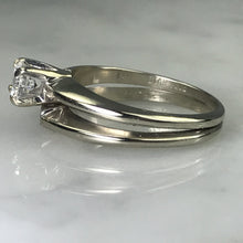Load image into Gallery viewer, Vintage Diamond Bridal Set. Diamond Engagement Ring. Wedding Band. 14K White Gold. - Scotch Street Vintage