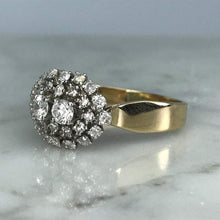Load image into Gallery viewer, Vintage Diamond Cluster Cocktail Ring in 14K Gold. Unique Engagement Ring. April Birthstone. - Scotch Street Vintage
