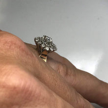 Load image into Gallery viewer, Vintage Diamond Cluster Cocktail Ring in 14K Gold. Unique Engagement Ring. April Birthstone. - Scotch Street Vintage
