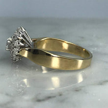 Load image into Gallery viewer, Vintage Diamond Cluster Cocktail Ring in 14K Gold. Unique Engagement Ring. April Birthstone. - Scotch Street Vintage